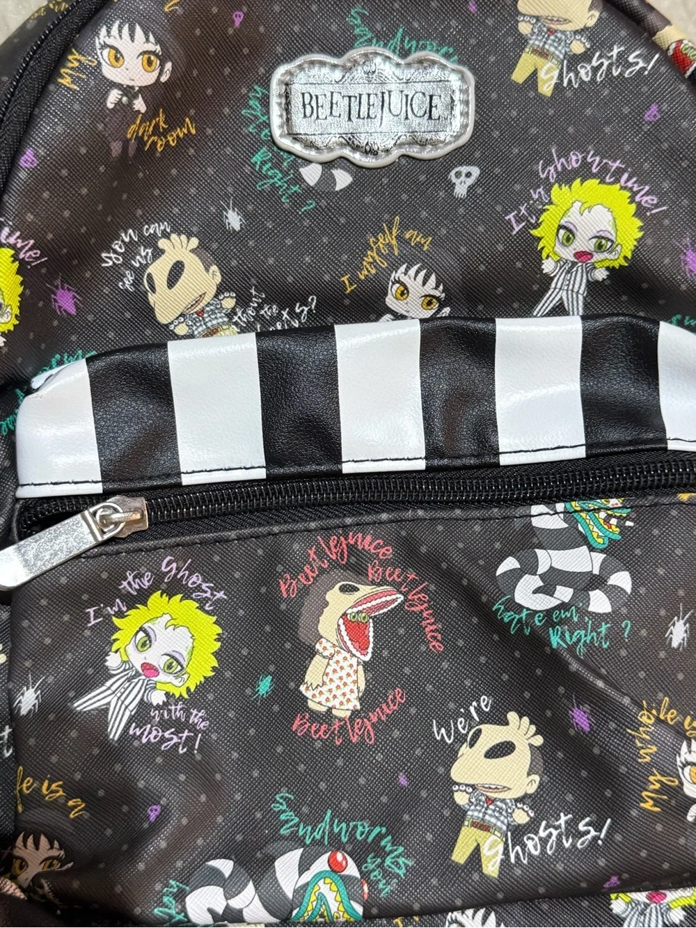 Beetlejuice Black Graphic Mini Backpack|Halloween black bag